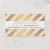 モダン金ゴールドと桃の対角ストライプ 名刺 (裏面)