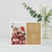 モダン金ゴールドと白の上品なクレストの写真 シーズンポストカード (スタンド正面)