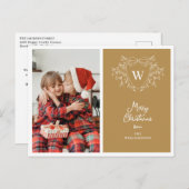 モダン金ゴールドと白の上品なクレストの写真 シーズンポストカード (正面/裏面)