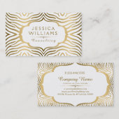 モダン金ゴールドと白ゼブラのフレ渦巻形のーム 名刺 (正面/裏面)