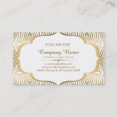 モダン金ゴールドと白ゼブラのフレ渦巻形のーム 名刺 (裏面)