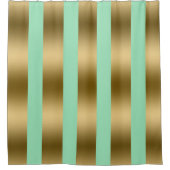 モダン金ゴールドと緑ストライプ色 シャワーカーテン (正面)