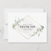 モダン金ゴールドと葉のフレーム サンキューカード (正面)