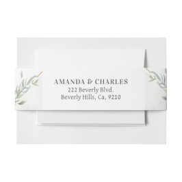 モダン金ゴールドと葉のフレーム 招待状ベリーバンド