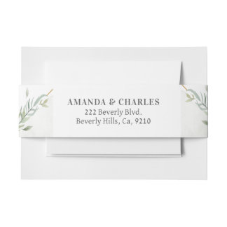 モダン金ゴールドと葉のフレーム 招待状ベリーバンド