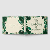 モダン金ゴールドと葉の熱帯緑の結婚 ゲストブック (全面)