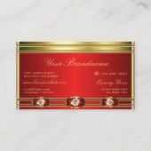 モダン金ゴールドと赤のラフェイクイネ 名刺 (裏面)