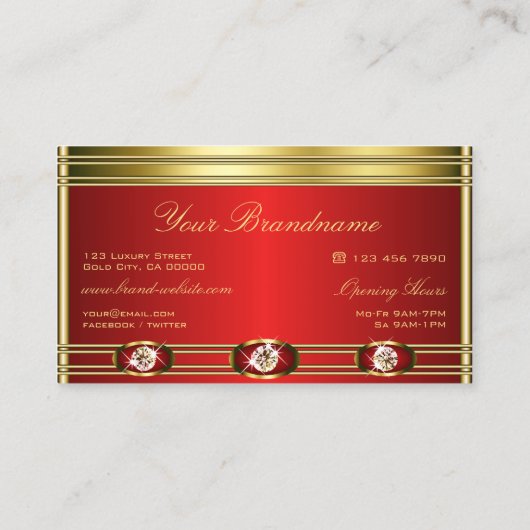 モダン金ゴールドと赤のラフェイクイネ 名刺 (裏面)