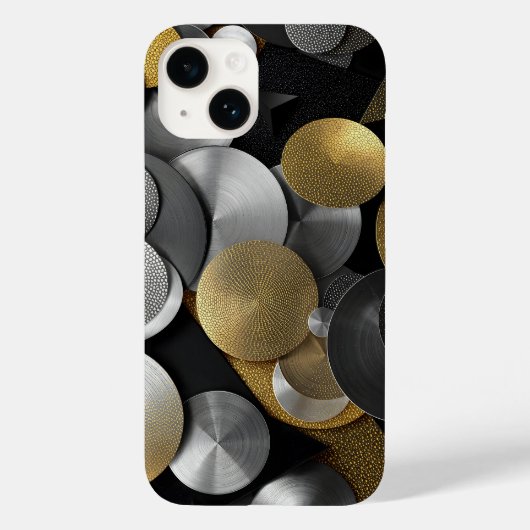 モダン金ゴールドと銀の幾何学円 Case-Mate iPhoneケース (裏面)