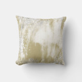 モダン金ゴールドと銀(ばちゃばちゃ)跳ねる抽象デザイン クッション (正面)