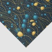 モダン金ゴールドと青の抽象芸術フローラの分離 薄葉紙 (詳細)