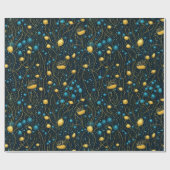 モダン金ゴールドと青の抽象芸術フローラ ラッピングペーパー (フラット)