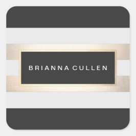 モダン金ゴールドと黒のストライプ スクエアシール