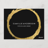 モダン金ゴールドと黒の化粧品カード ポストカード (裏面)