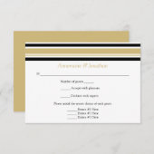 モダン金ゴールドと黒の水平のストライプRSVP 出欠カード (正面/裏面)