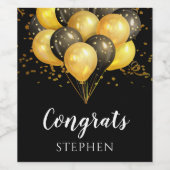 モダン金ゴールドと黒人退職 ワインラベル (シングルラベル)