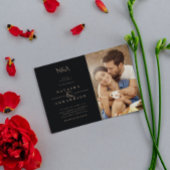 モダン金ゴールドと黒抽象芸術写真結婚の 招待状