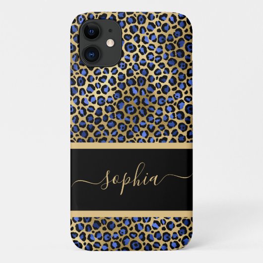 モダン金ゴールドとBlack Leopard Print パーソナライズされた Case-Mate iPhoneケース (裏面)