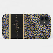 モダン金ゴールドとBlack Leopard Print パーソナライズされた Case-Mate iPhoneケース (裏面(横))