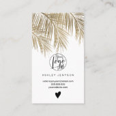 モダン金ゴールドのクールPalm Leafのロゴの感謝してい順 名刺 (裏面)