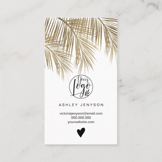 モダン金ゴールドのクールPalm Leafのロゴの感謝してい順 名刺 (裏面)
