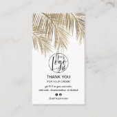 モダン金ゴールドのクールPalm Leafのロゴの感謝してい順 名刺 (正面)