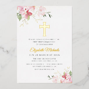 モダン金ゴールドの交わる 箔招待状