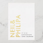 モダン金ゴールドの写真はっきりした以外の名前 箔招待状 (正面)