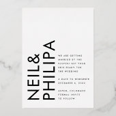 モダン金ゴールドの写真はっきりした以外の名前 箔招待状 (裏面)