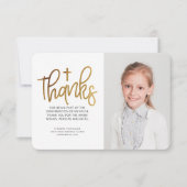 モダン金ゴールドの写真間の確認 サンキューカード (正面)