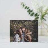 モダン金ゴールドの喜び書道台本の写真 ポストカード (スタンド正面)