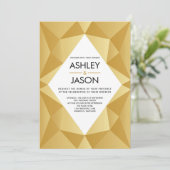 モダン金ゴールドの幾何学的結婚式招待状 招待状 (スタンド正面)