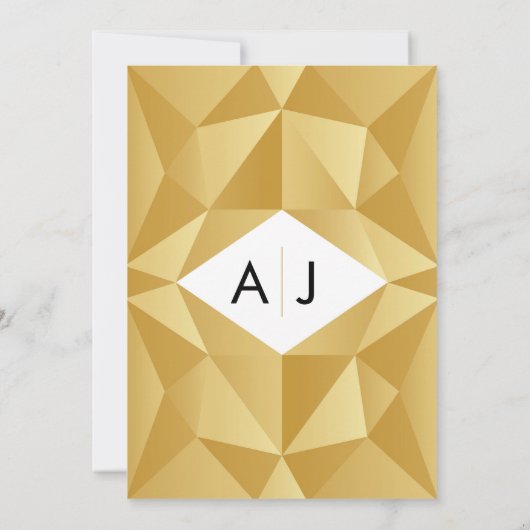 モダン金ゴールドの幾何学的結婚式招待状 招待状 (裏面)