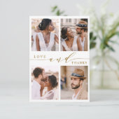 モダン金ゴールドの愛感謝していと4写真結婚の サンキューカード (スタンド正面)