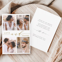 モダン金ゴールドの愛感謝していと4写真結婚の