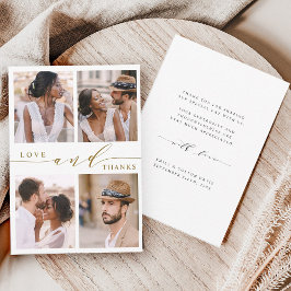 モダン金ゴールドの愛感謝していと4写真結婚の サンキューカード