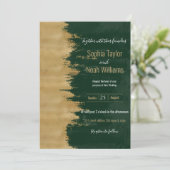 モダン金ゴールドの緑のブラシストロークの抽象芸術絵画の (スタンド正面)