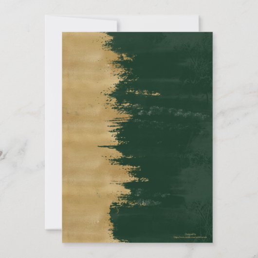 モダン金ゴールドの緑のブラシストロークの抽象芸術絵画の (裏面)