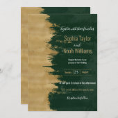 モダン金ゴールドの緑のブラシストロークの抽象芸術絵画の (正面/裏面)