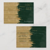 モダン金ゴールドの緑のブラシストロークの抽象芸術絵画の 名刺 (正面/裏面)