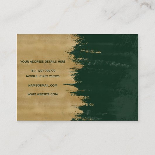 モダン金ゴールドの緑のブラシストロークの抽象芸術絵画の 名刺 (裏面)