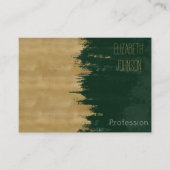 モダン金ゴールドの緑のブラシストロークの抽象芸術絵画の 名刺 (正面)