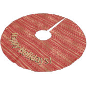 モダン金ゴールドの赤いパターンのメッセージの追加 ブラッシュドポリエステルツリースカート (アングル)