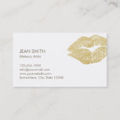 モダン金ゴールドはっきりしたキス文字メイクアップアーティスト 名刺 (裏面)