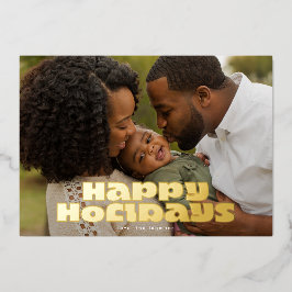 モダン金ゴールドはっきりしたタイポグラフィ写真クリスマスハッピークリスマスハッピーページ 箔シーズンカード