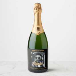 モダン金ゴールドはっきりしたタイポグラフィ写真卒業パーティー スパークリングワインラベル