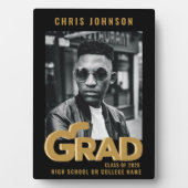 モダン金ゴールドはっきりしたタイポグラフィ卒業写真 フォトプラーク (正面)