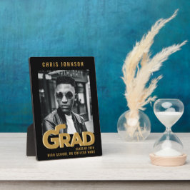 モダン金ゴールドはっきりしたタイポグラフィ卒業写真 フォトプラーク