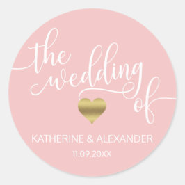 モダン金ゴールドほこりっぽいバラピンク結婚ザシーズ ラウンドシール
