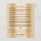 モダン金ゴールドまつげ延長責任放棄 チラシ (裏面)